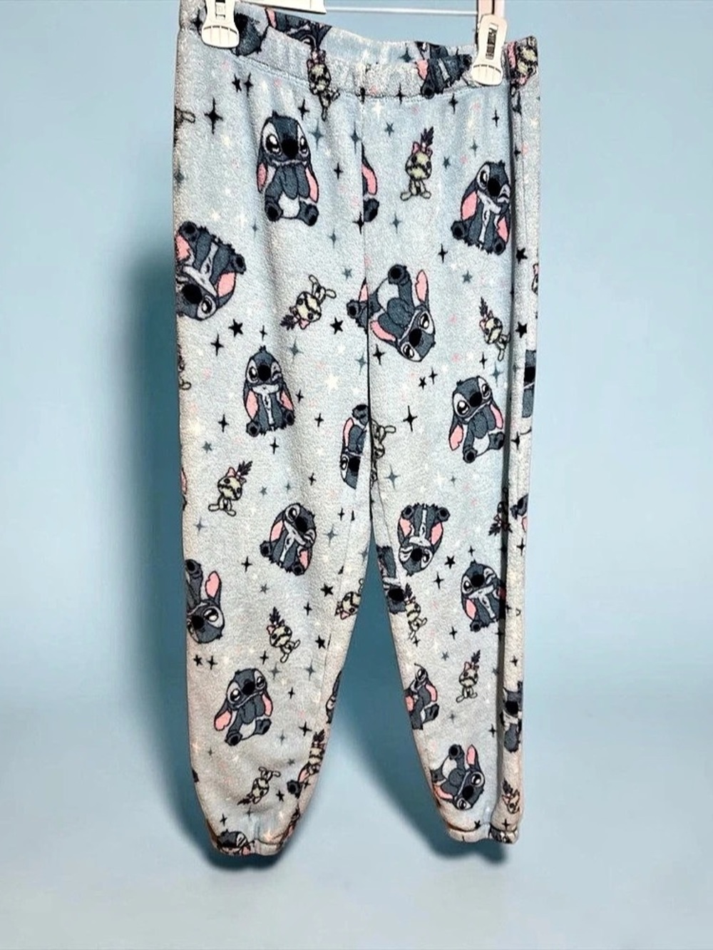 Disney Stitch Plush Fleece Sleep Pants Blue Small